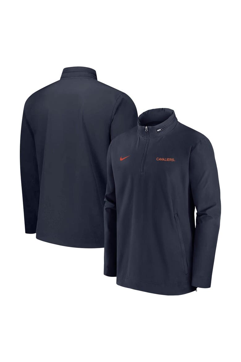 Men's Nike Navy Virginia Cavaliers 2024 Sideline Coach Quarter-Zip Hoodie Jacket, Alternate, color, Navy