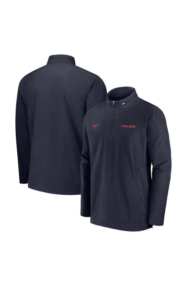 Nike Men's Nike Navy Virginia Cavaliers 2024 Sideline Coach Quarter-Zip Hoodie Jacket, Alternate, color, Navy