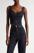 Dolce&Gabbana Logo Plaque Denim Corset Top