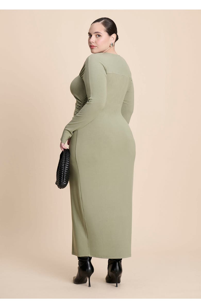 ELOQUII Zipper Front Maxi Dress, Alternate, color, Oil Green