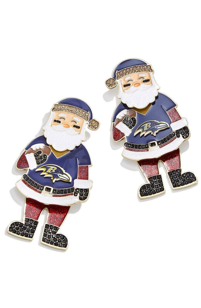 BaubleBar Women's BaubleBar Baltimore Ravens Santa Claus Earrings, Main, color, Purple
