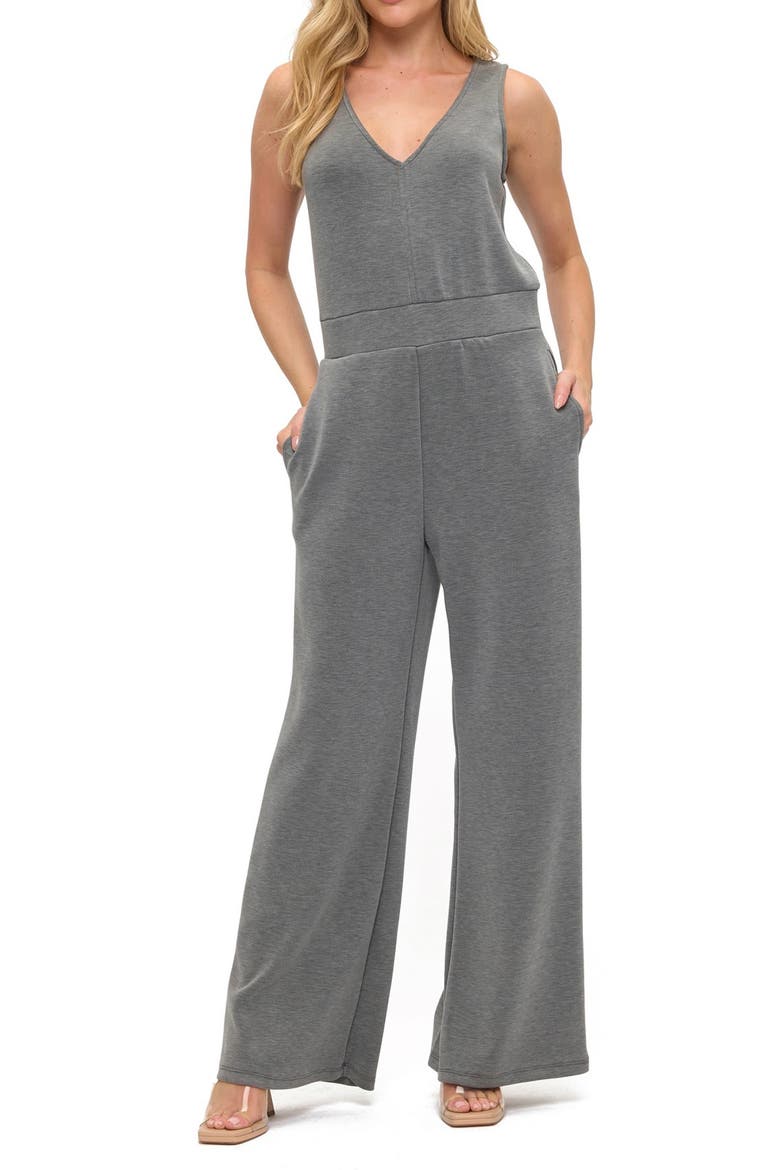 Sleeveless Scuba Knit Jumpsuit, Main, color, CHARCOAL