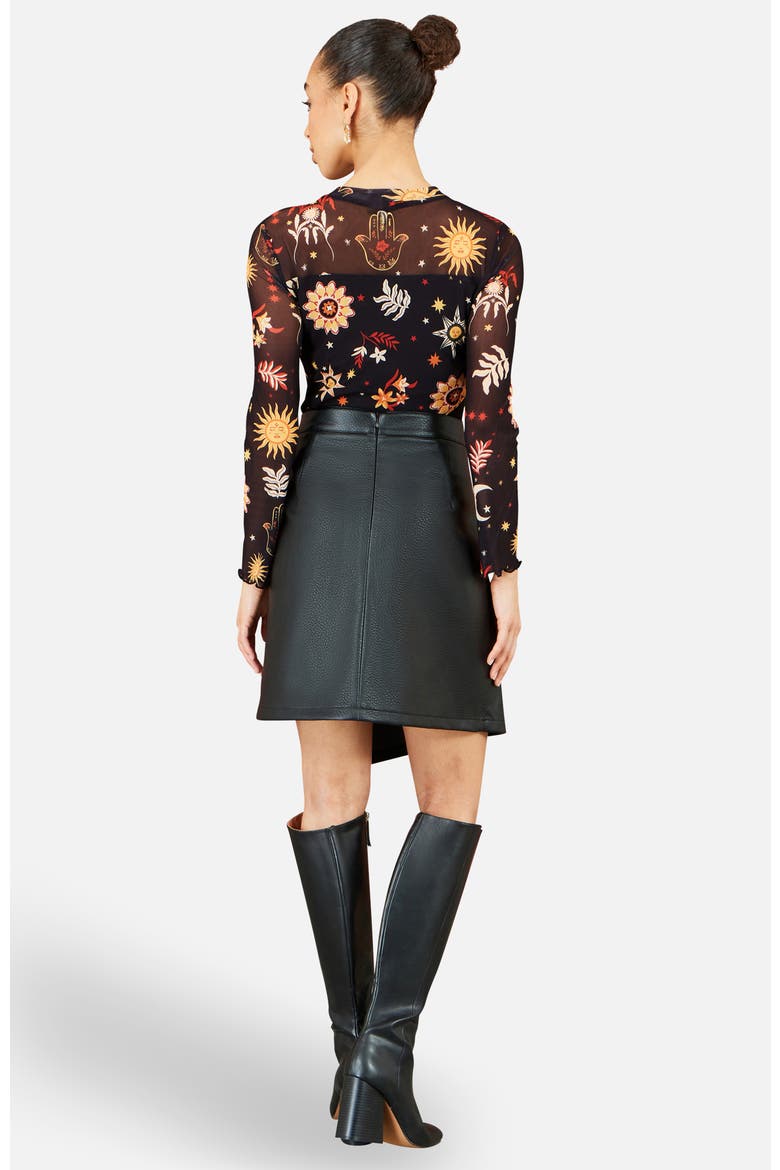Cosmic Mesh Long-Sleeve Top, Alternate, color, Black