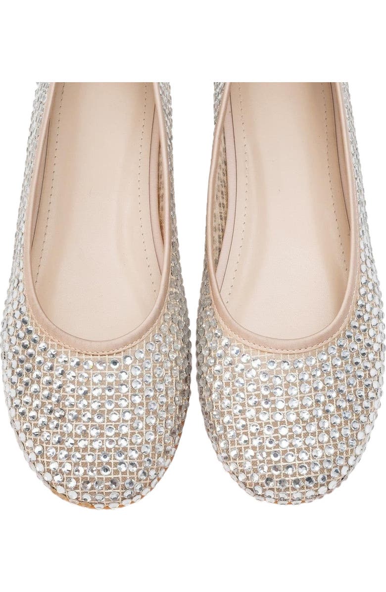 Prologue Shoes Runway Mesh Embellished Ballet Flat, Alternate, color, Beige Faux Leather