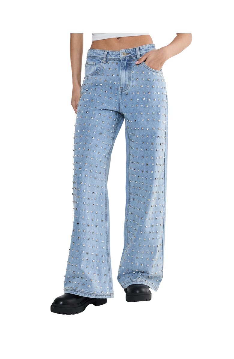 NASTY GAL Studded Straight Leg Denim Jeans, Alternate, color, Vintage Wash