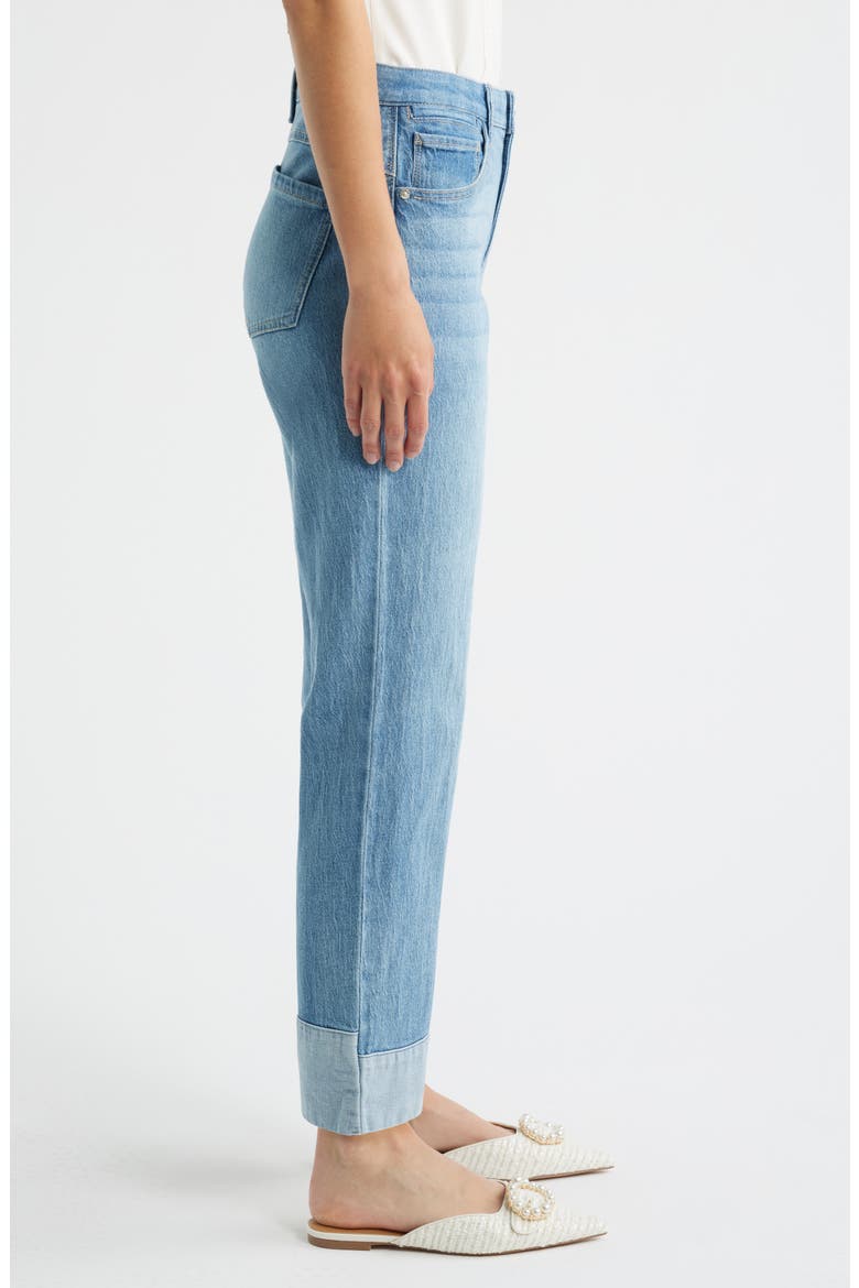 Round Up High Waist Cuffed Boyfriend Jeans, Alternate, color, LIGHT BLUE