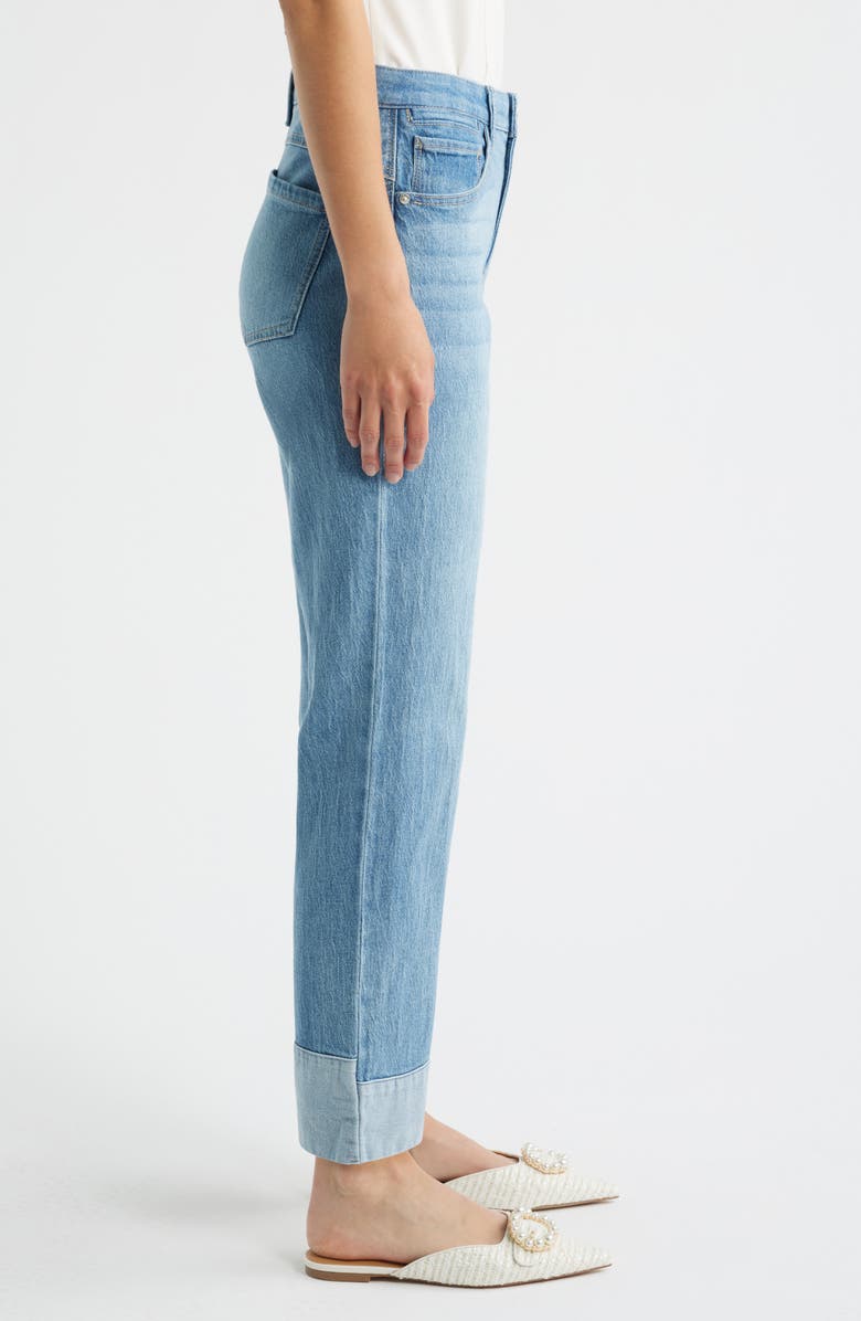 Wit & Wisdom Round Up High Waist Cuffed Boyfriend Jeans, Alternate, color, Light Blue