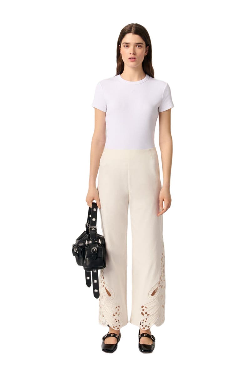 maje Embroidered trousers, Main, color, 