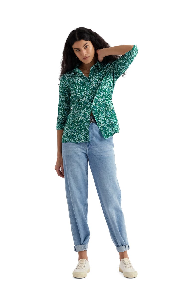 Seasalt Cornwall Larissa Crinkled Floral Organic Cotton Button-Up Shirt, Alternate, color, Woodland Floral Dark Stem