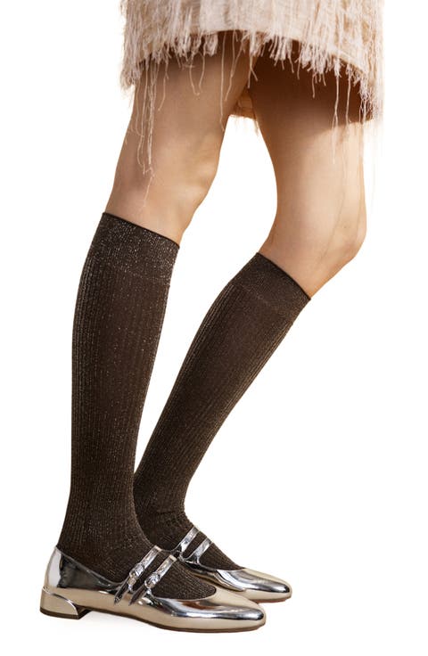 Evelyn Metallic Knee High Socks