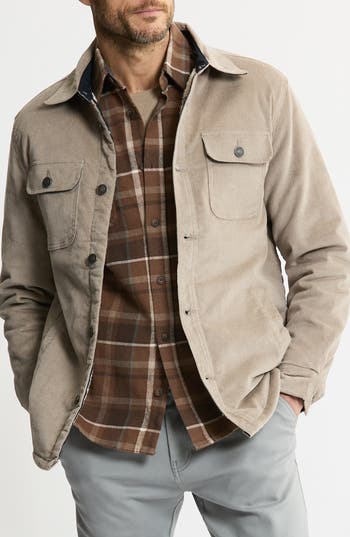 Jachs Stretch Cotton Corduroy Faux Shearling Lined Jacket In White