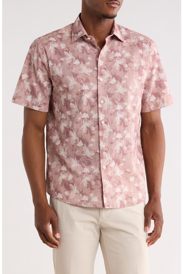Umberto Short Sleeve Button-Up Shirt, Main, color, POWDER CORAL
