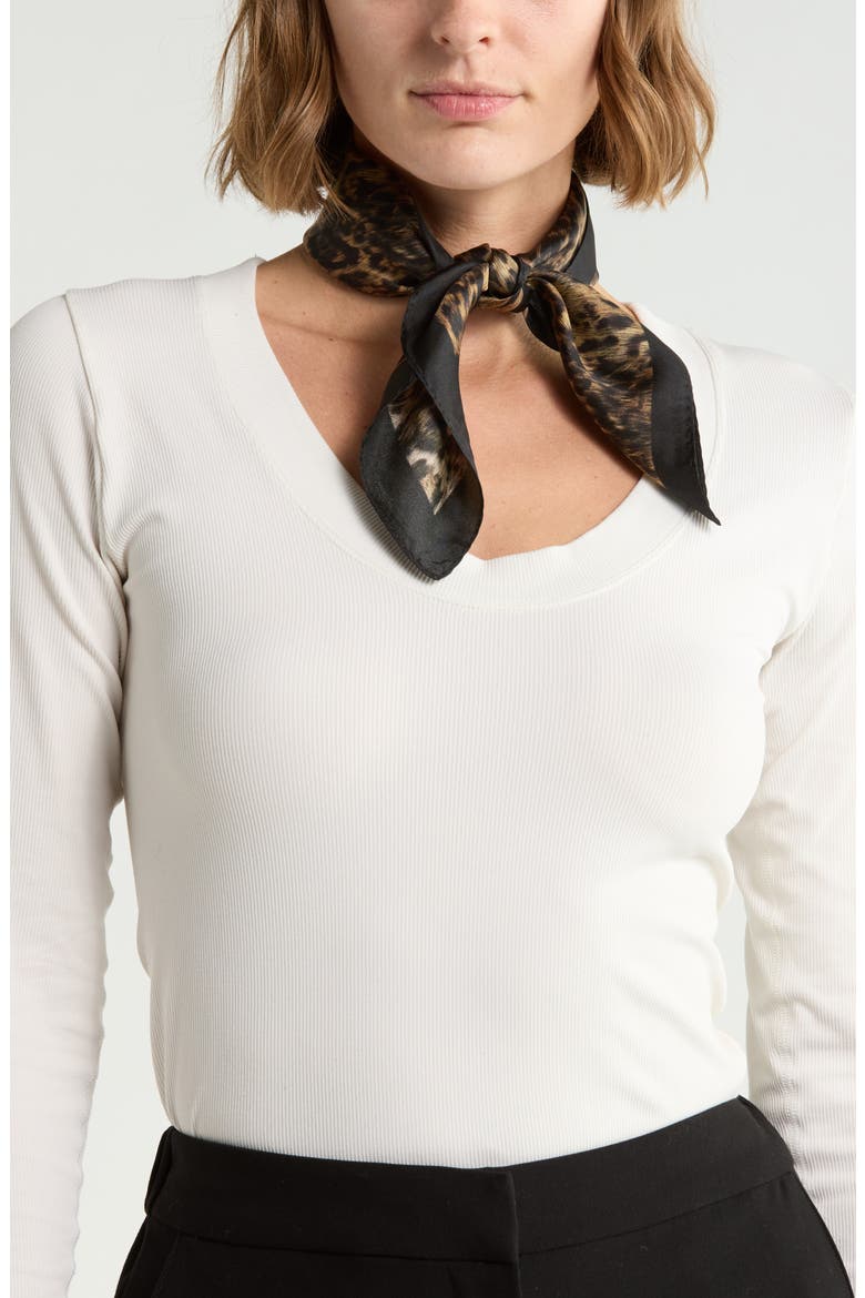 Aster Print Silk Bandana, Main, color, DARK CAMEL
