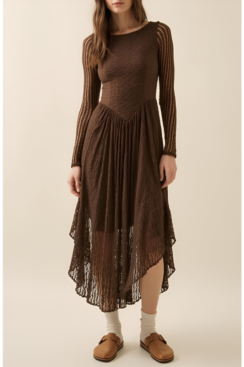 mixed lace midi dress Mixed Lace Garden Midi Dress FARM Rio