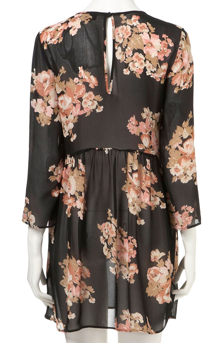 Topshop Floral Print Cutout Back Maternity Tunic, Alternate, color, 