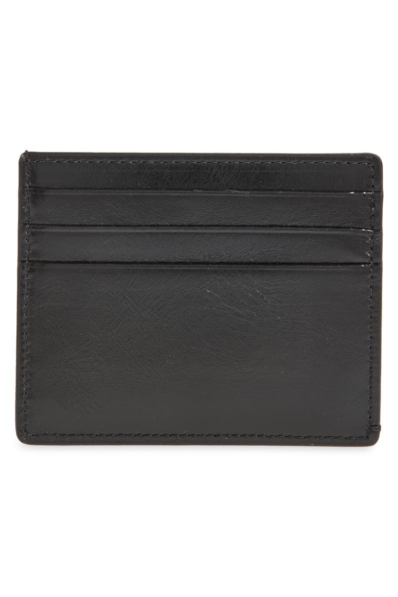 Flat Leather Card Case, Alternate, color, BLACK GOLD