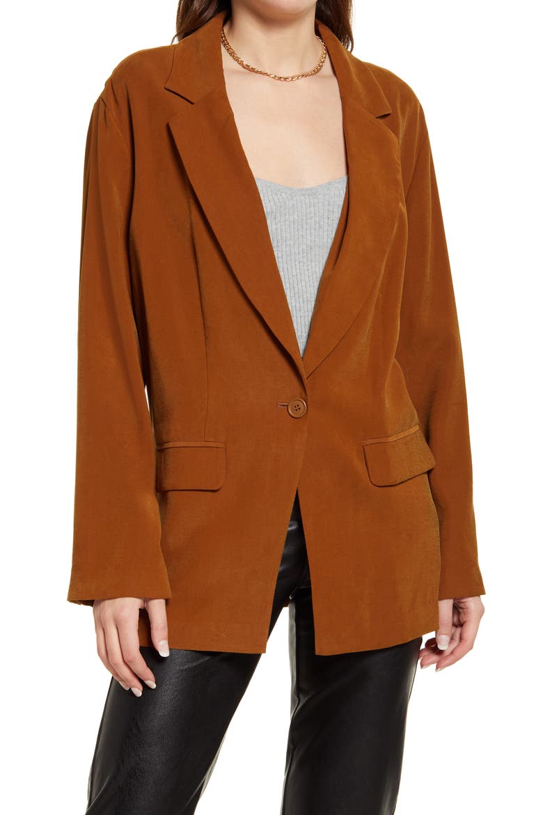 Unstructured Blazer, Alternate, color, BROWN TEMPLE
