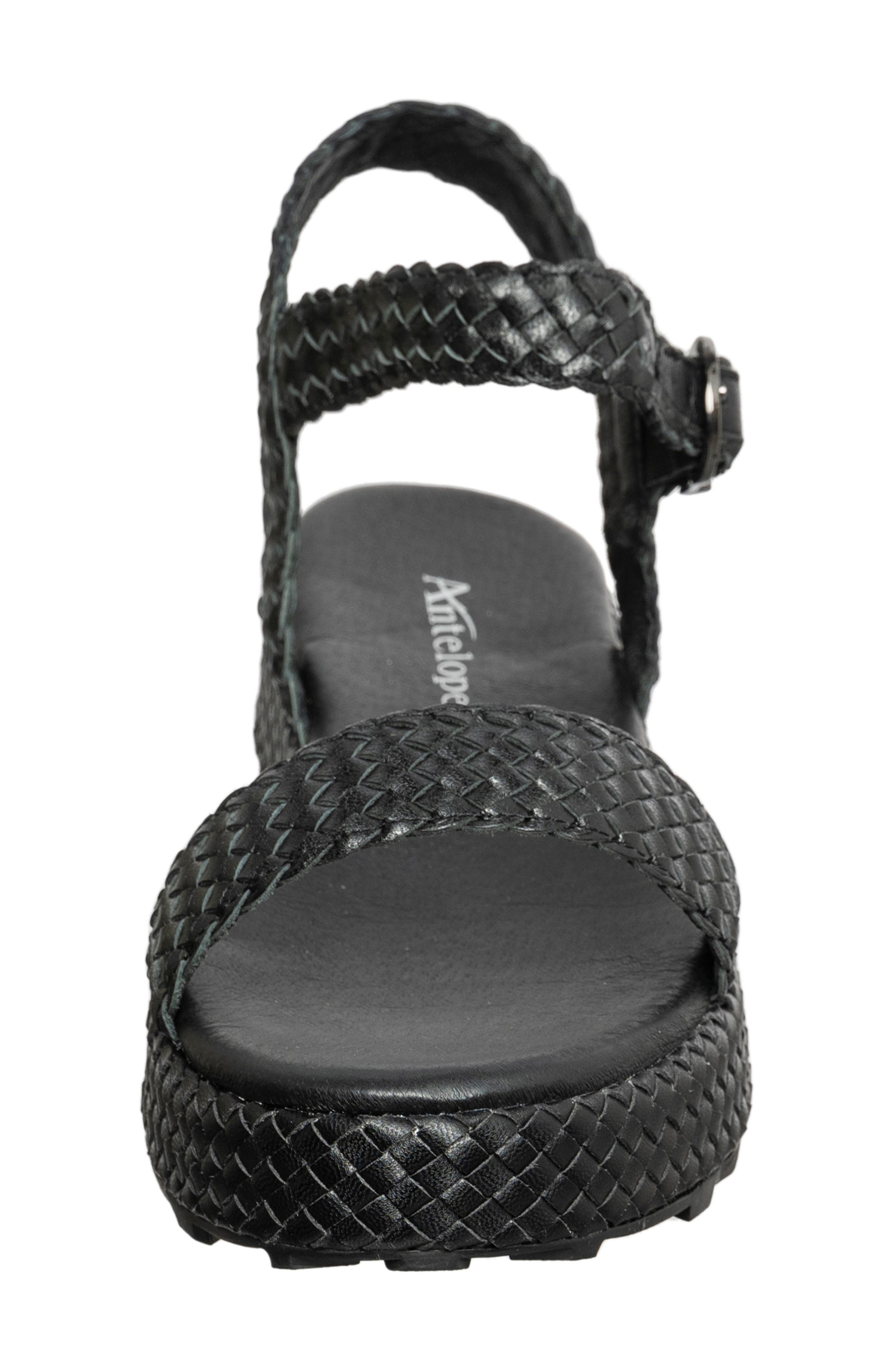 ANTELOPE Brenna Woven Leather Sandal, Alternate, color, Black Leather