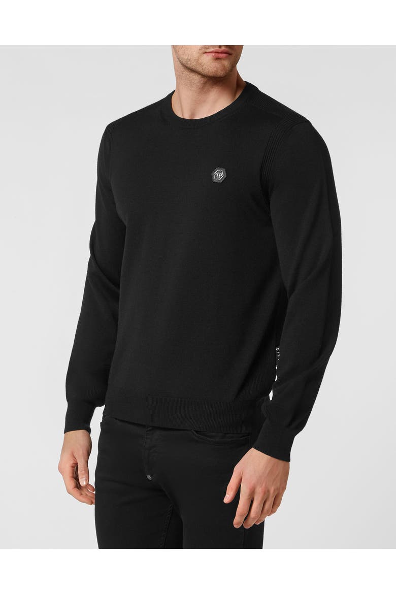 Pullover Round Neck Men, Main, color, black