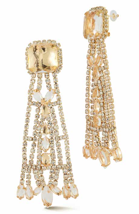 Cubic Zirconia Statement Drop Earrings