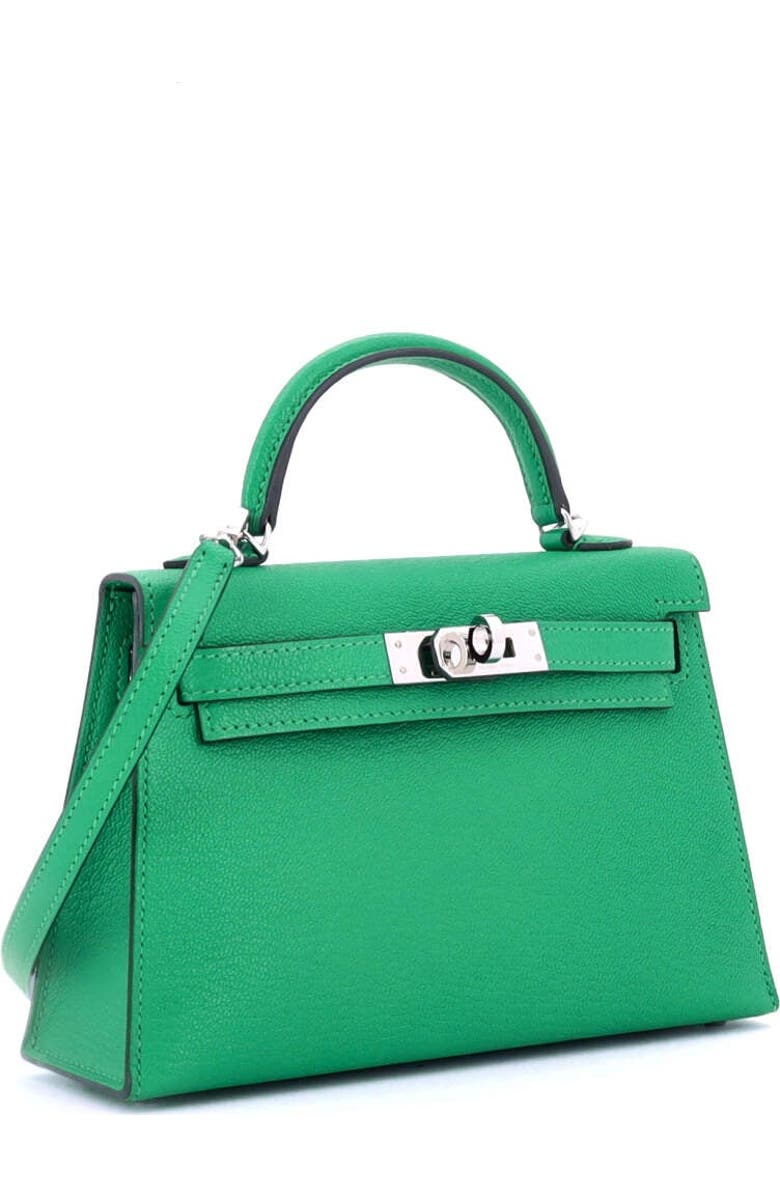 Pre-Owned Hermes Kelly Mini II Bag Green Chevre Mysore with Palladium Hardware 20, Alternate, color, Menthe