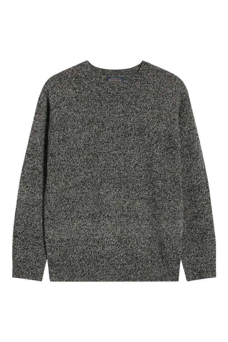 Marled Wool Crewneck Sweater, Alternate, color, BLACK/ WHEAT HEATHER