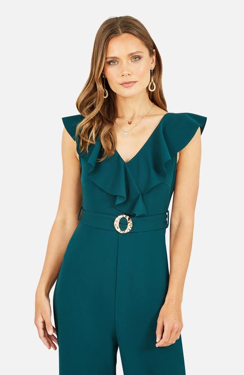 Yumi Sleeveless V Neck Jumpsuit In Green
