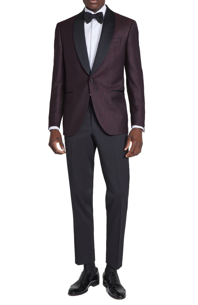 Jack Victor Ethan Paisley Shawl Collar Wool Blend Dinner Jacket, Alternate, color, 
