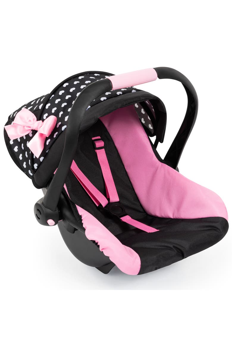 Deluxe Car Seat Hearts Black & Pink - For Dolls Up to 18 Inch, Main, color, Multicolored