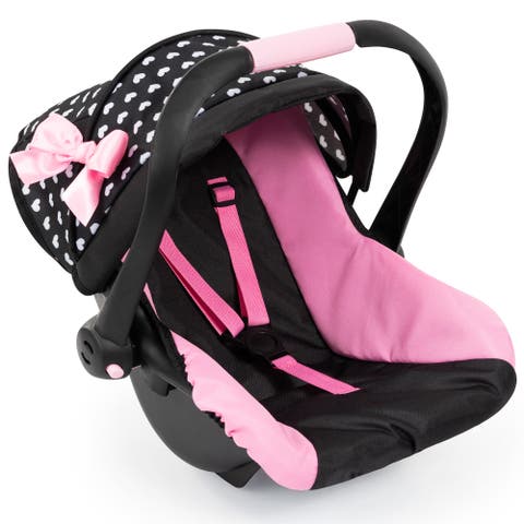 Deluxe Car Seat Hearts Black & Pink - For Dolls Up to 18 Inch