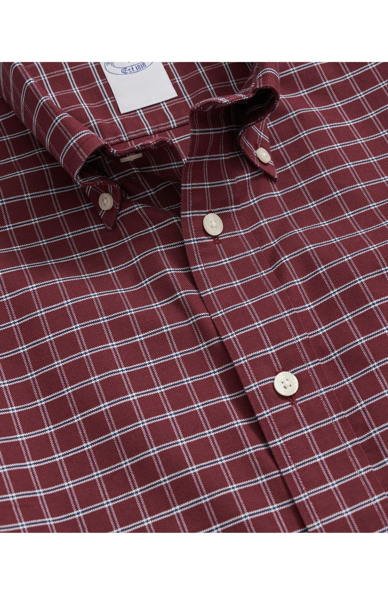 Brooks Brothers Non-Iron Check Cotton Stretch Oxford Cloth Button-Down Shirt, Alternate, color, 