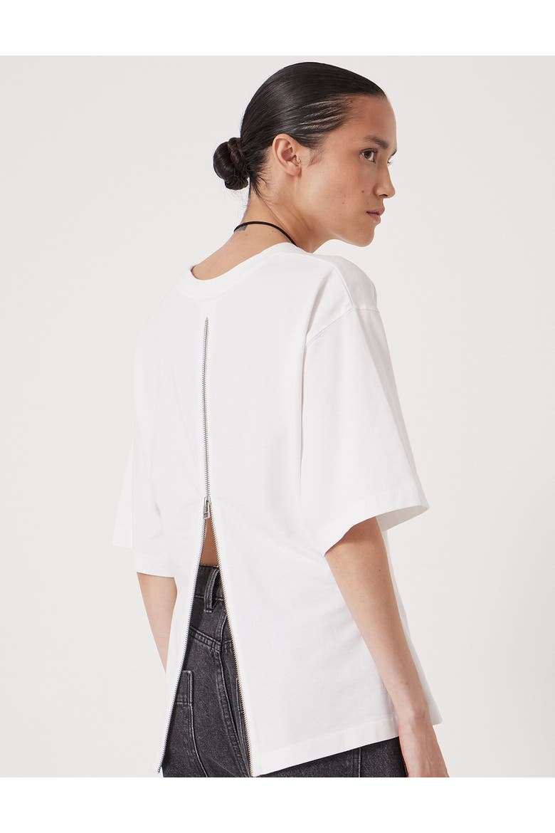 Zip Detail Short Sleeve T-Shirt, Alternate, color, White