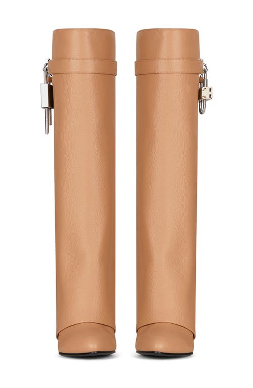 Givenchy Women's Shark Lock Pant Boots In Grained Leather In Beige