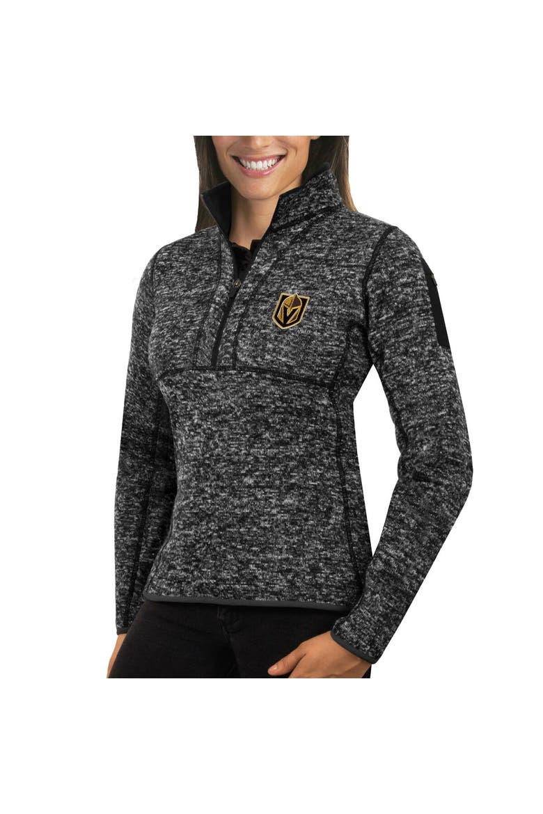 Women's Antigua Charcoal Vegas Golden Knights Fortune Half-Zip Sweatshirt, Main, color, Charcoal