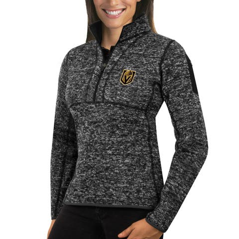 Women's Antigua Charcoal Vegas Golden Knights Fortune Half-Zip Sweatshirt