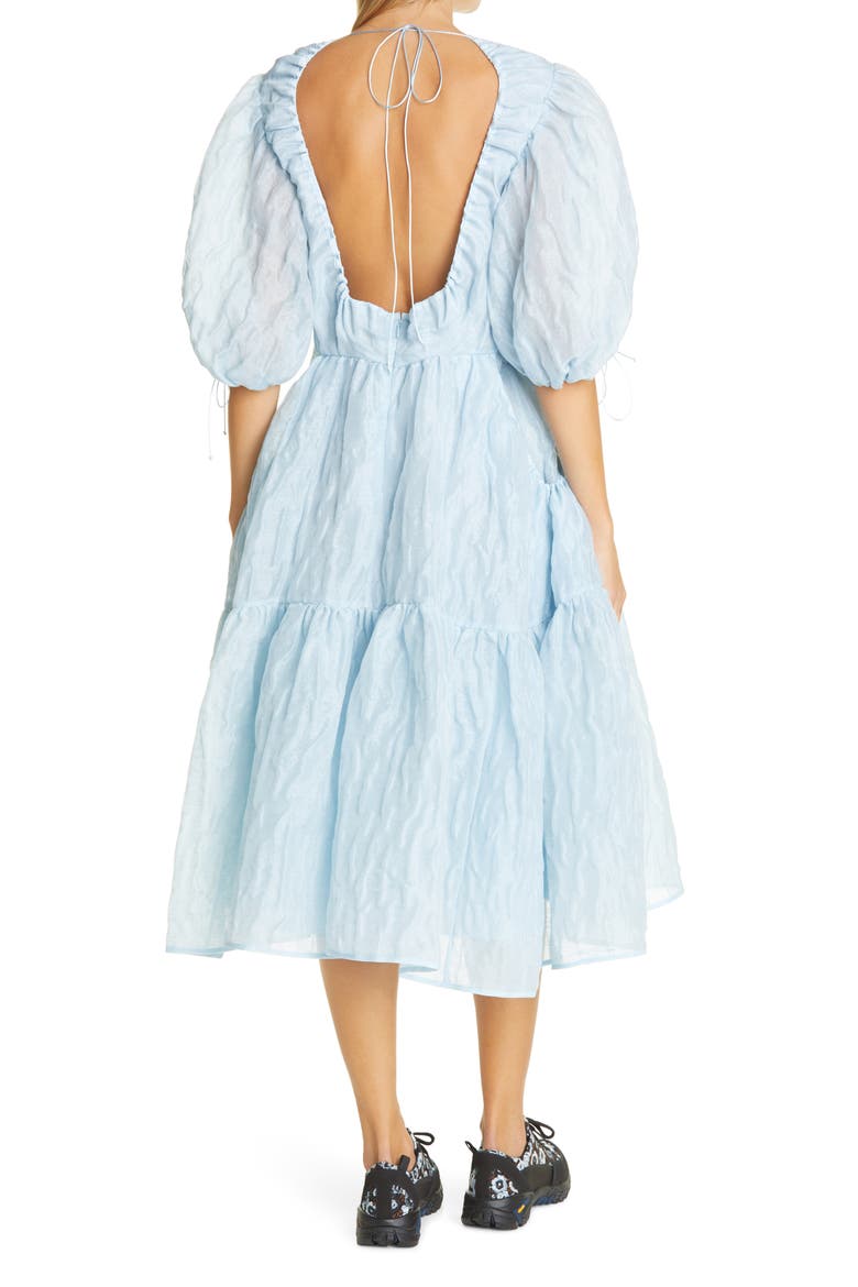 Libby Puff Sleeve Linen Blend Dress, Alternate, color, MISTY BLUE