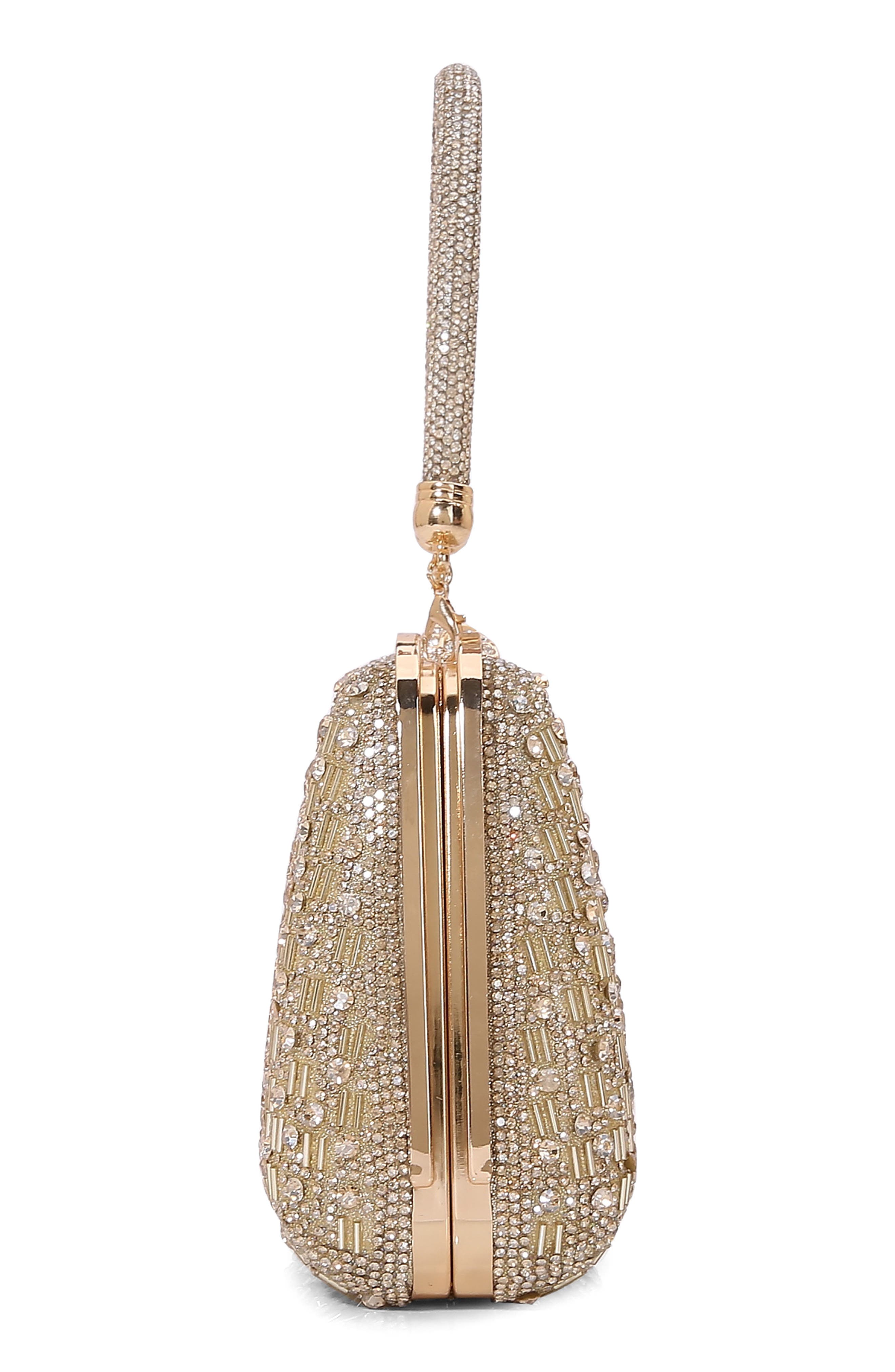 BERNESS Rhinestone Embellished Handbag, Alternate, color, Gold