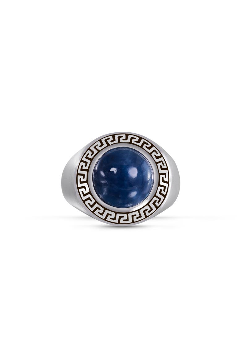 Blue Apatite Sterling Silver Men Signet Ring, Main, color, Silver