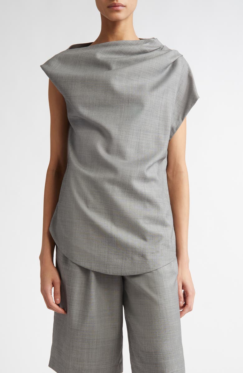 LOULOU DE SAISON Lyra Draped Virgin Wool Top, Main, color, 