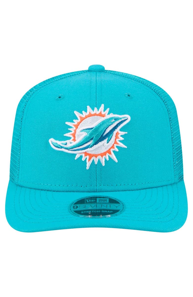 New Era Men's New Era Aqua Miami Dolphins Main Trucker 9SEVENTY Stretch-Snap Hat, Alternate, color, Aqua