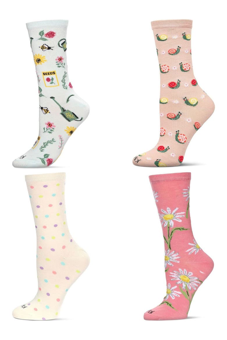 Gardening Assorted 4-Pack Crew Socks, Main, color, BLUSH PINK