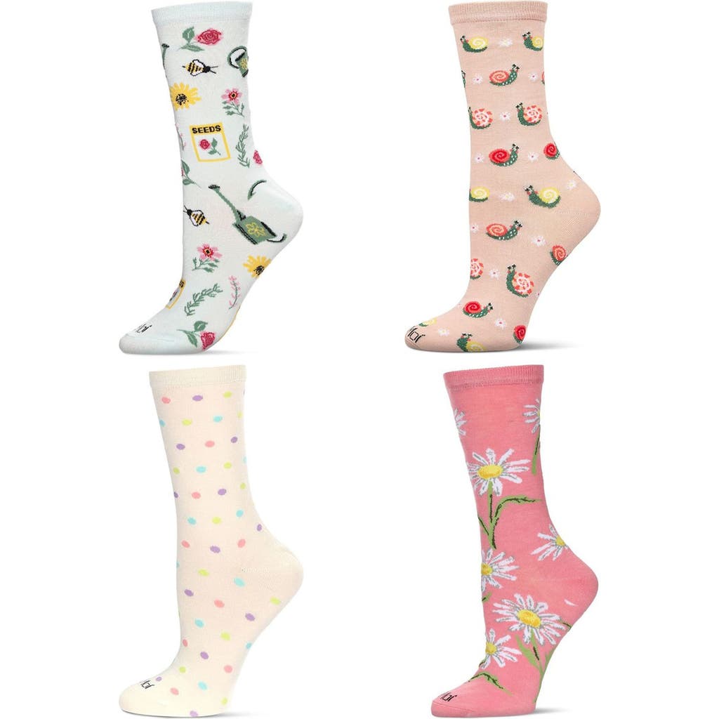 Memoi Gardening Assorted 4-pack Crew Socks