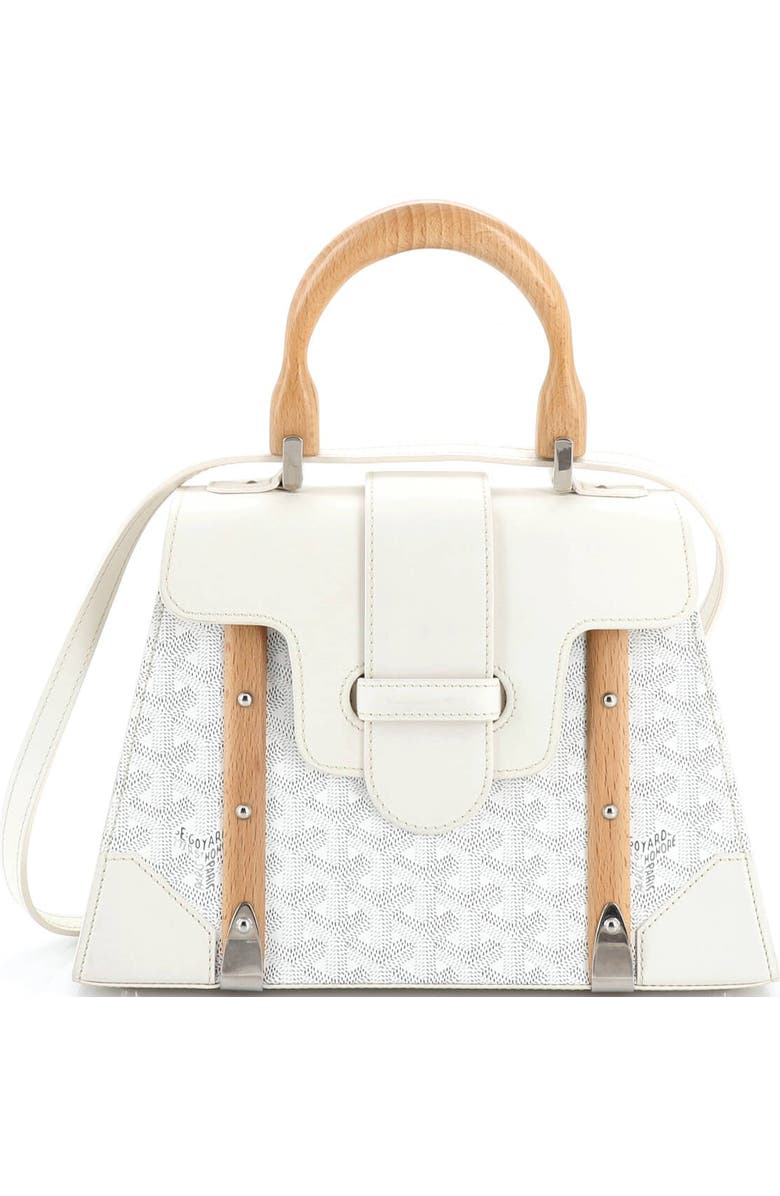 Pre-Owned Goyard Saigon Top Handle Bag Coated Canvas with Leather PM, Main, color, White