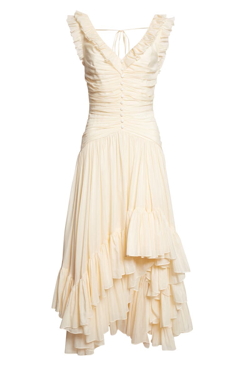 Rosalba High-Low Cotton & Silk Cocktail Dress, Alternate, color, GARDENIA