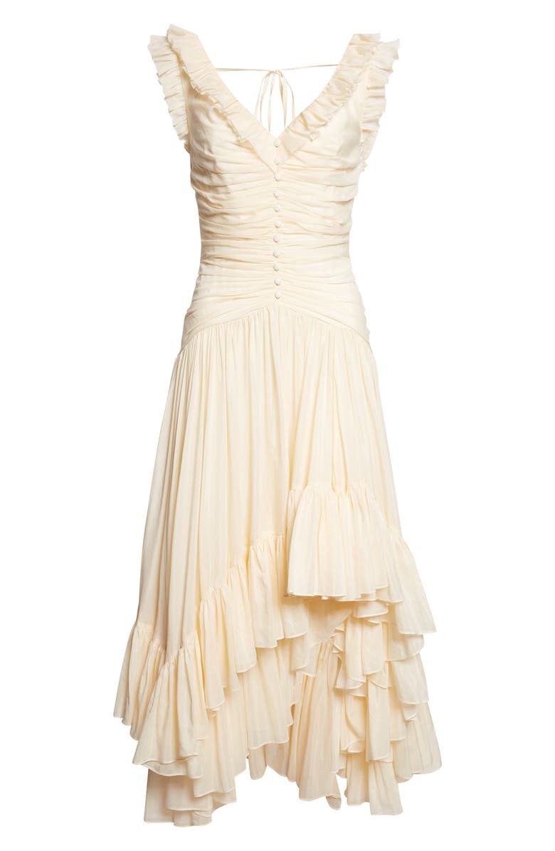 Cinq à Sept Rosalba High-Low Cotton & Silk Cocktail Dress, Alternate, color, Gardenia