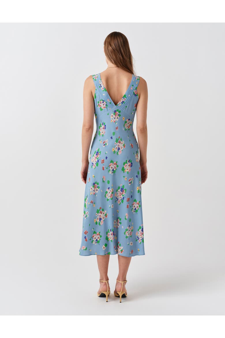 Elise Floral Pintuck Crepe Midi Dress, Alternate, color, Blue Floral