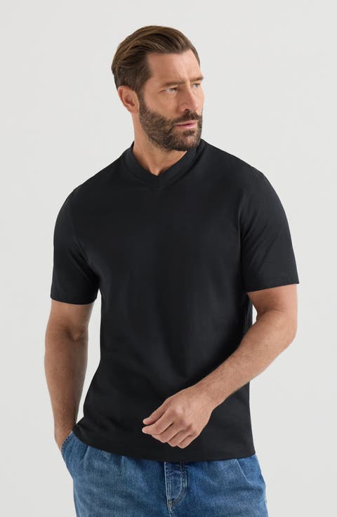 Cotton jersey V-neck T-shirt