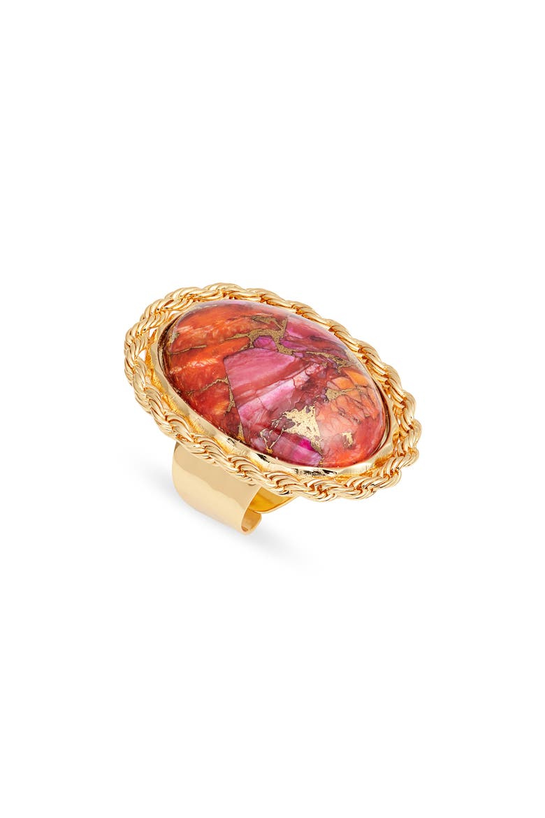 Spiny Oyster Adjustable Ring, Main, color, PINK