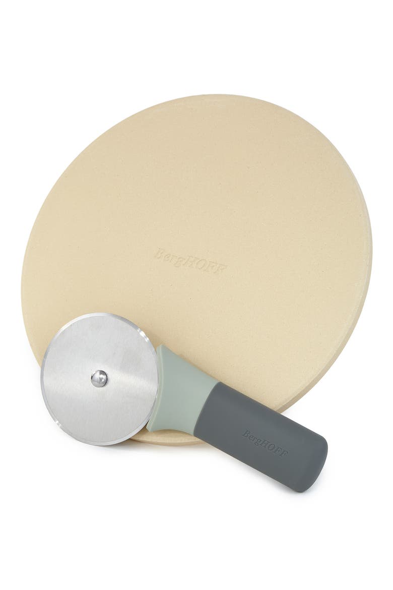 Leo Pizza Stone & Pizza Cutter 2-Piece Set, Main, color, BEIGE MULTI