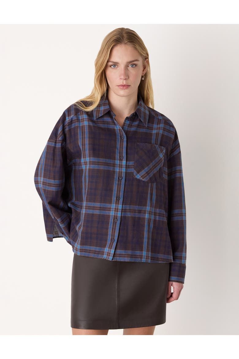Checked Brushed Cotton Shirt, Main, color, Blue/Multi